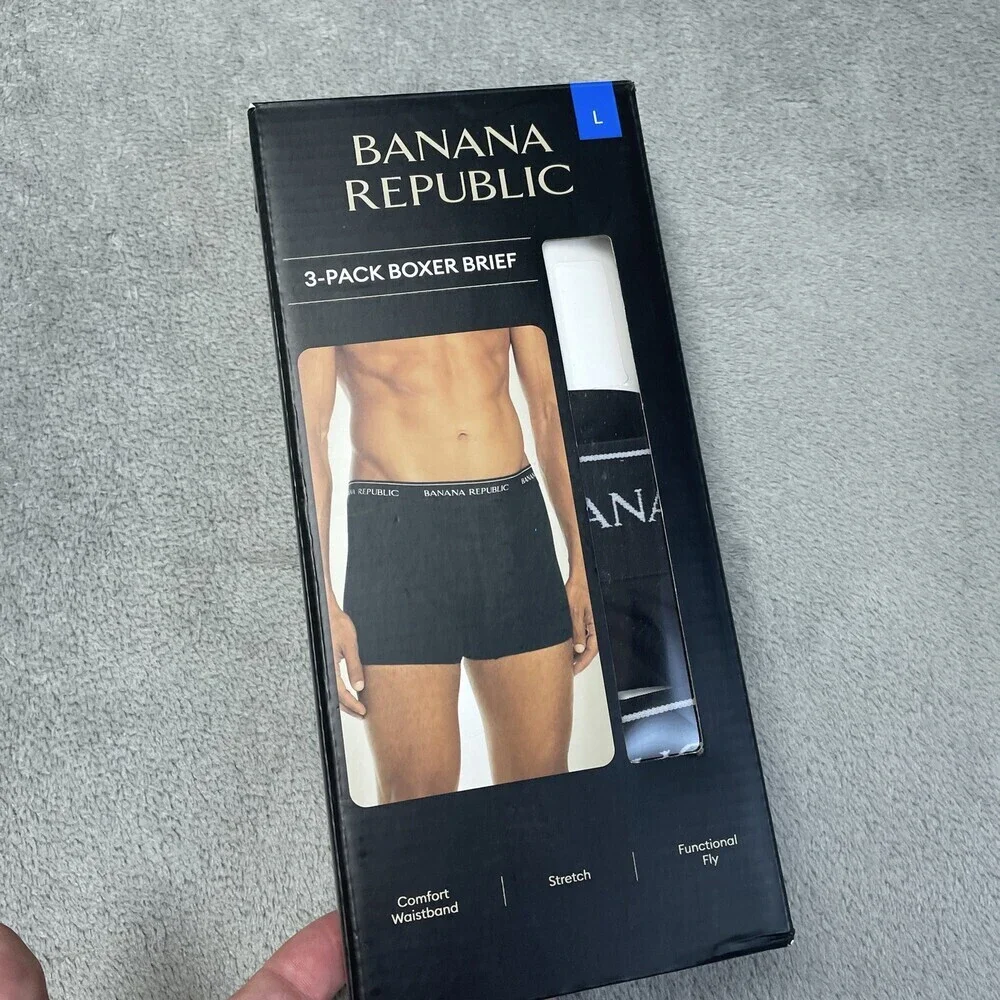 Banana Republic Men's L Boxer Brief Black Cotton Blend a2121